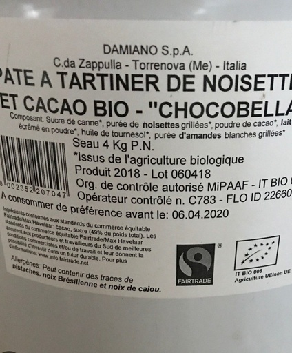 [cnc] Chocobella Noisette Cacao seau 4kg 🇮🇹 